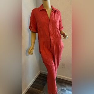 NWT Brick Red Free People Jumpsuit with Rope Tieback, Small, MSRP $98